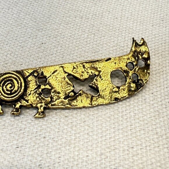 Alva Museum Replica Brooch Scimitar Sword Gold-Tone Statement 3" - Picture 5 of 8